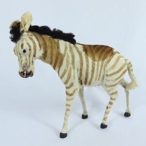 Vintage Victorian Taxidermy Real Animal Fur Hide Toy Zebra